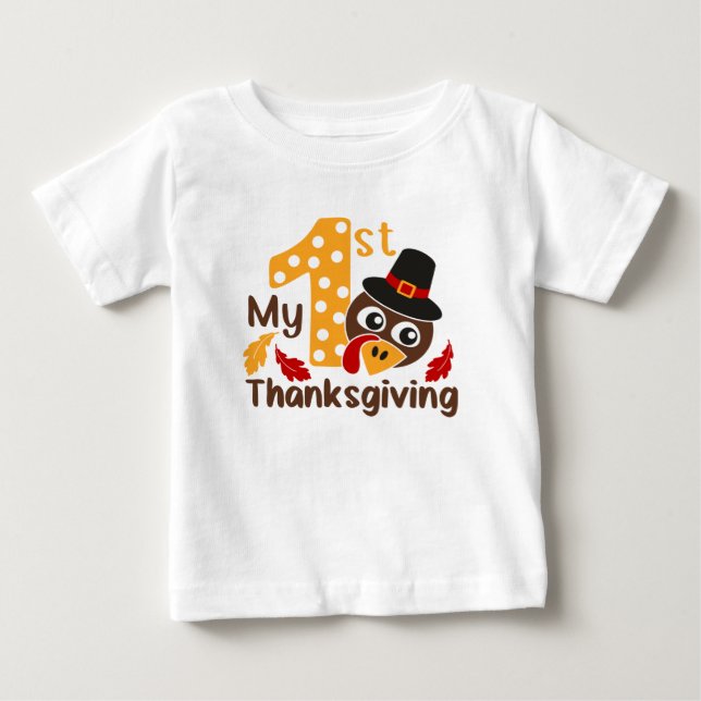 My 1st Thanksgiving Turkey Boy Baby T-Shirt (Front)
