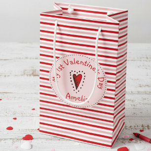 My 1st Valentine’s Day Red Pink White Baby Small Gift Bag