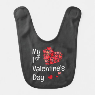 My 1st Valentine's Day Doodle Heart Baby Bib