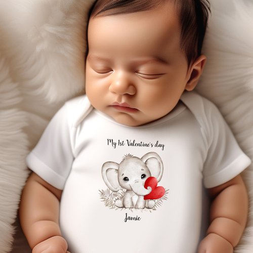 My 1st Valentines day Personalized Name Cute Baby Bodysuit