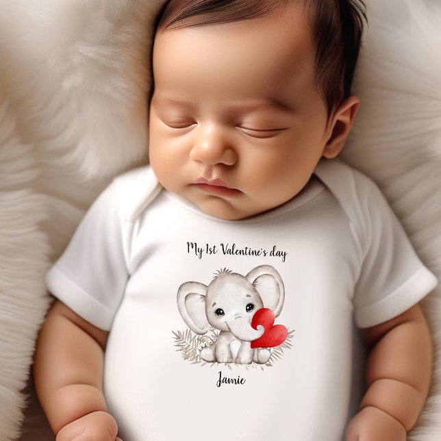 My 1st Valentine's day Personalized Name Cute Baby Bodysuit (My 1st Valentine's day Personalized Name Cute Baby Bodysuit)