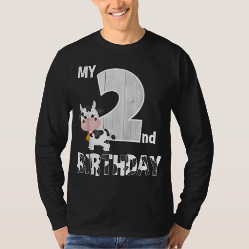 My 2nd Birthday Cow Moo Im 2 Yrs Old Farm Theme B T_Shirt