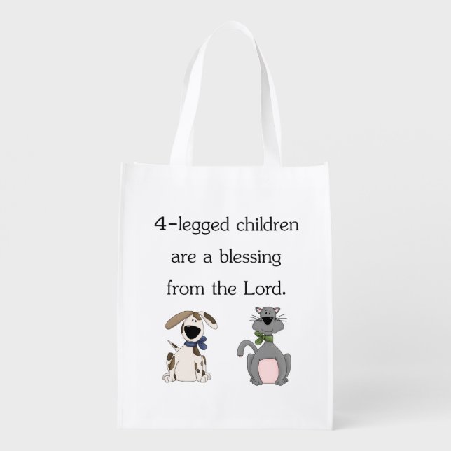 My 4-legged children are a blessing... reusable grocery bag (Back)