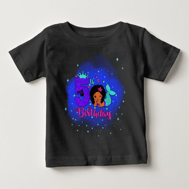 My 5th Birthday Mermaid Baby T-Shirt (Front)