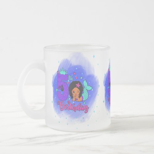 My 5th Birthday Mermaid Frosted Glass Coffee Mug