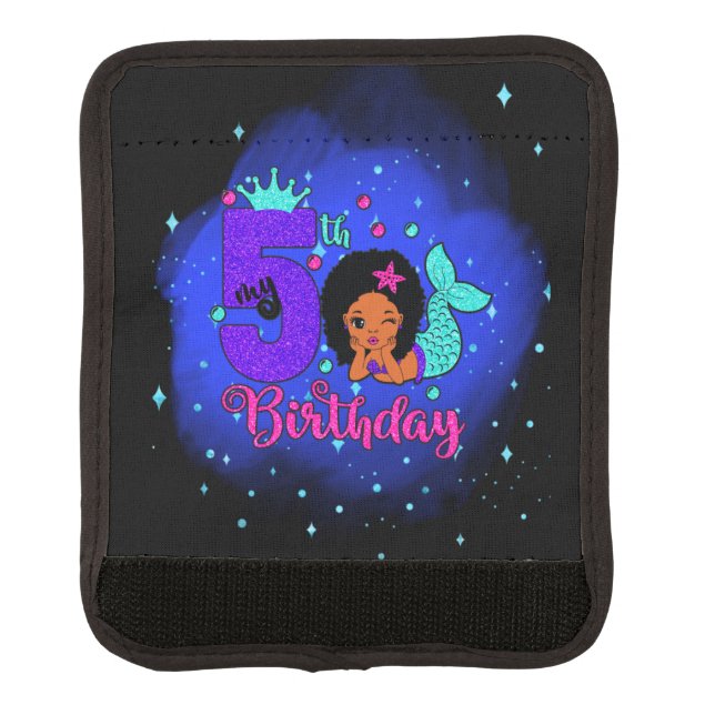 My 5th Birthday Mermaid Luggage Handle Wrap (Front)