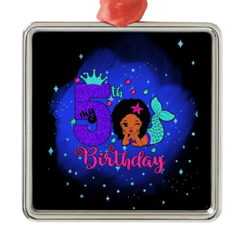 My 5th Birthday Mermaid Metal Ornament