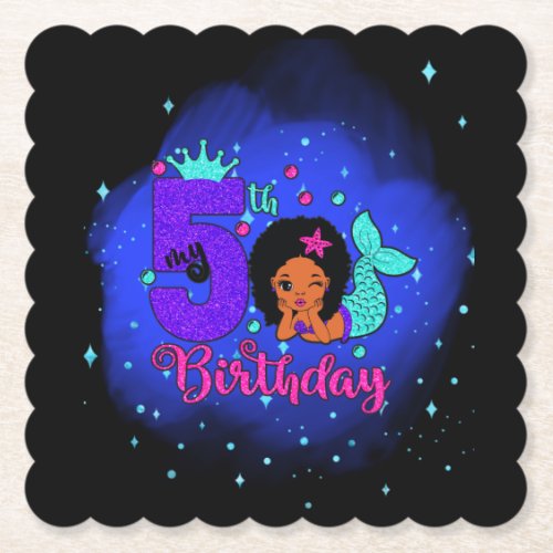 My 5th Birthday Mermaid Paper Coaster