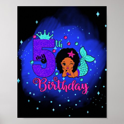 My 5th Birthday Mermaid Poster