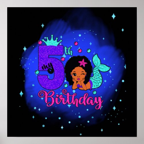 My 5th Birthday Mermaid Poster