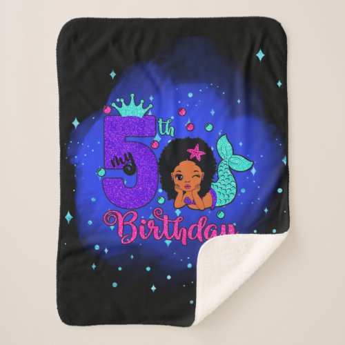 My 5th Birthday Mermaid Sherpa Blanket