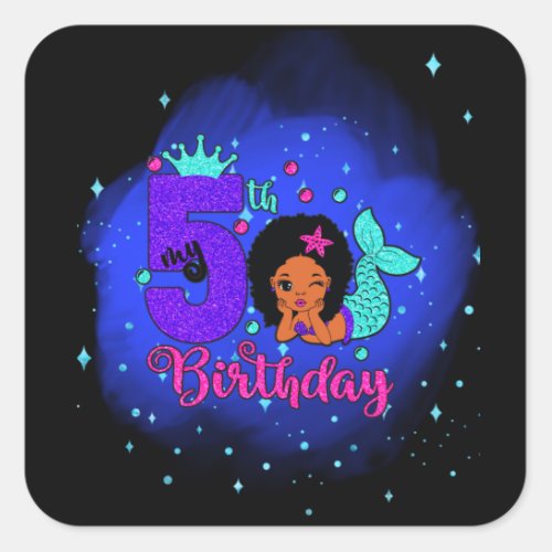 My 5th Birthday Mermaid Square Sticker