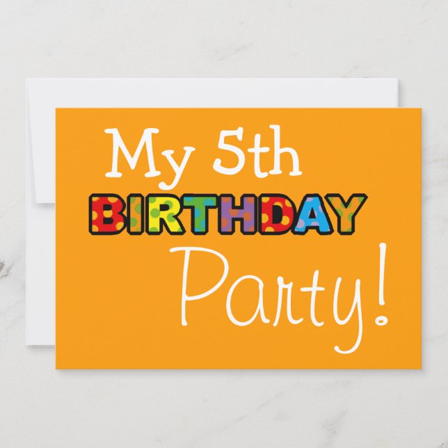 My 5th birthday party invitation (Front)