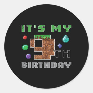 My 9th Birthday Pixel 9 Gamer Video Gaming Boys Ki Classic Round Sticker