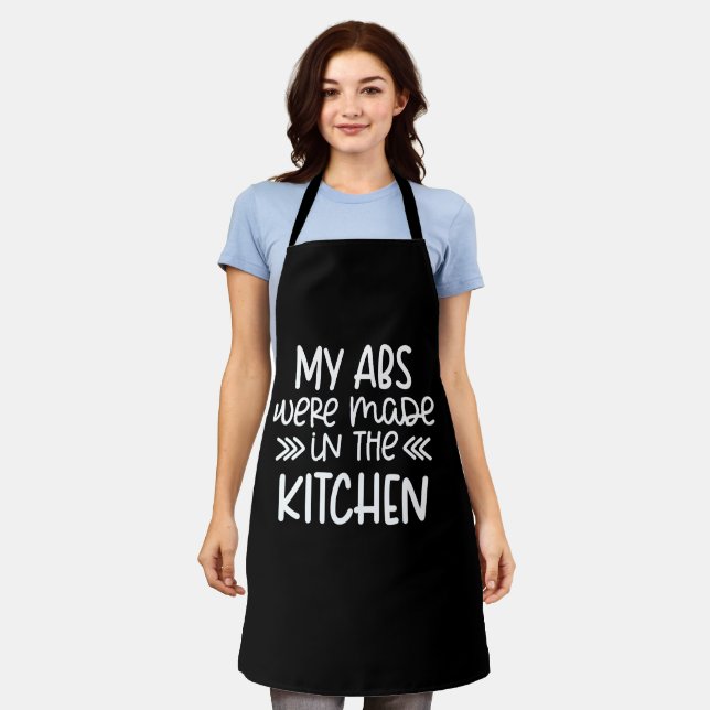 My Abs Made in Kitchen |  Cute Personalized Black Apron (Worn)