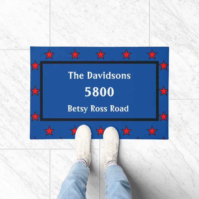 My Address on a Patriotic Doormat (Indoor)