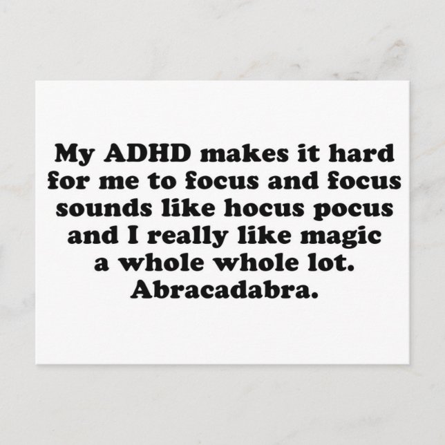 My ADHD Focus Hocus Pocus Postcard (Front)
