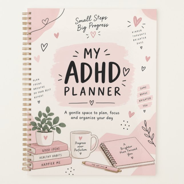 My ADHD pink planner (Front)