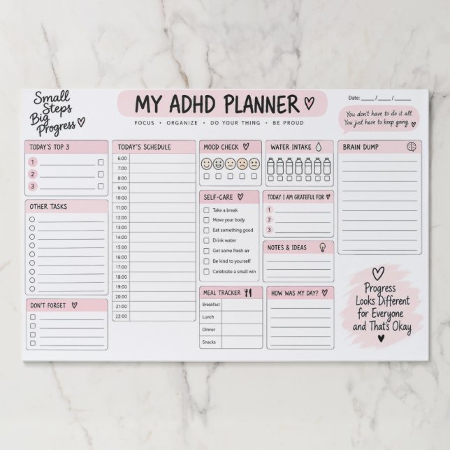 My ADHD planner paper pad (Front)