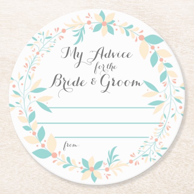 My Advice for the Bride and Groom Round Paper Coaster (Front)