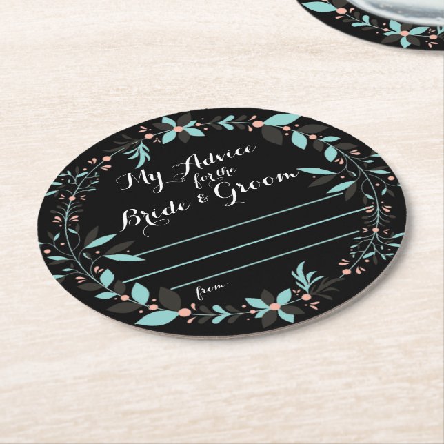 My Advice for the Bride and Groom Round Paper Coaster (Angled)
