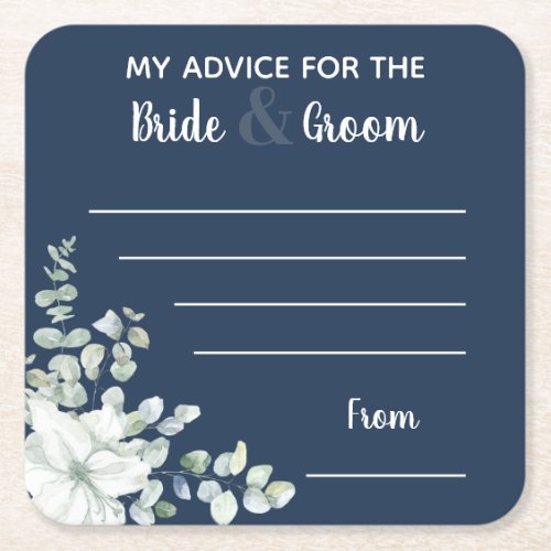 My advice for the bride  groom blue watercolor square paper coaster