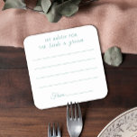 My advice for the bride & groom fun green wedding  square paper coaster<br><div class="desc">Fun wedding paper coaster featuring 4 mint green lines for your guests to write their happy thoughts for the newlyweds over a white background; the caption on top of the coaster reads "My advice for the bride and groom" in green modern fonts. View the matching "Delicate Orchids - Mint Green...</div>
