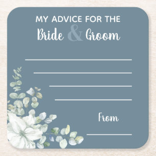 My advice for the bride & groom grey watercolor square paper coaster