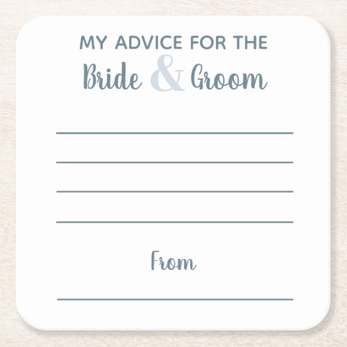 My advice for the bride  groom minimal square paper coaster