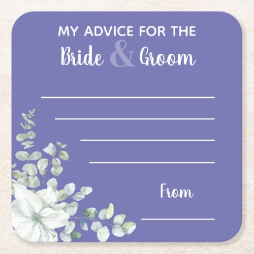 My advice for the bride  groom purple watercolor square paper coaster