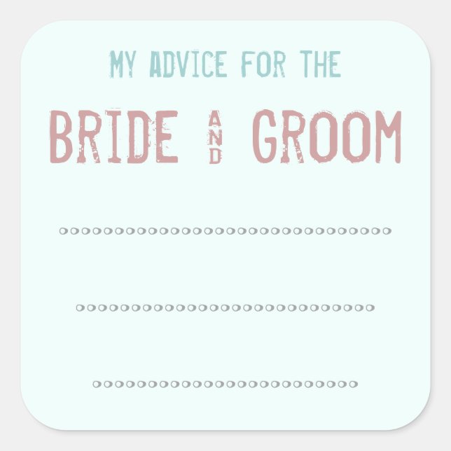 My advice for the Bride & Groom Sticker (Front)