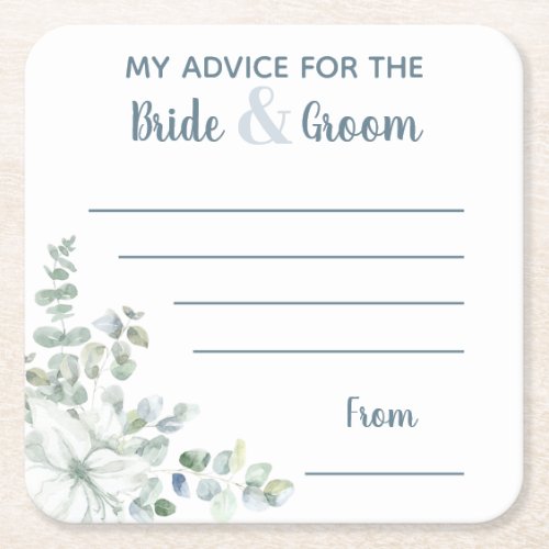 My advice for the bride  groom watercolor square paper coaster