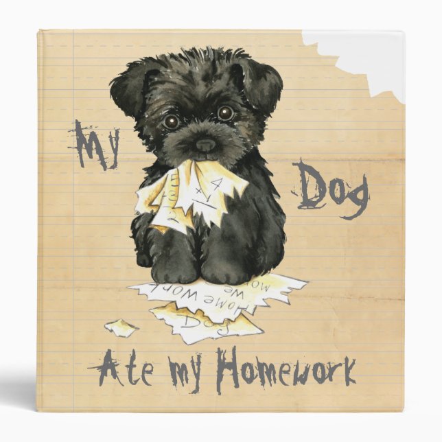 My Affenpinscher Ate My Homework 3 Ring Binder (Front)