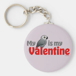 My African Grey Is My Valentine Basic Button Keychain