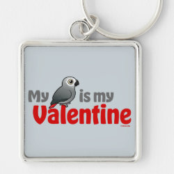 My African Grey Is My Valentine Premium Square Keychain