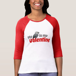 My African Grey Is My Valentine Ladies Raglan Fitted T-Shirt