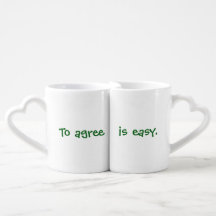 My Agree Quote Set of Heart Handle Mugs