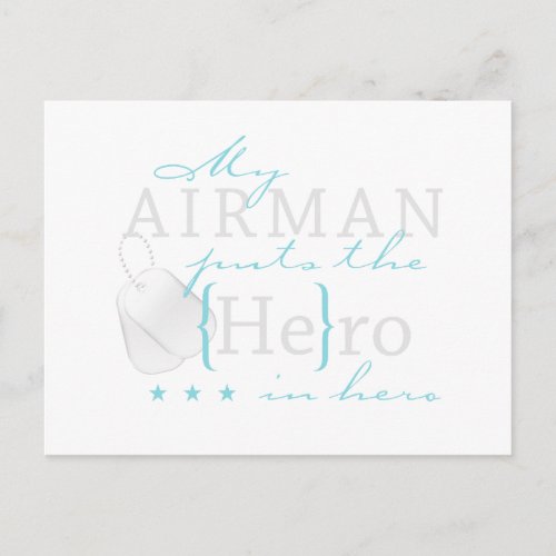 My Airman puts the He in Hero Postcard