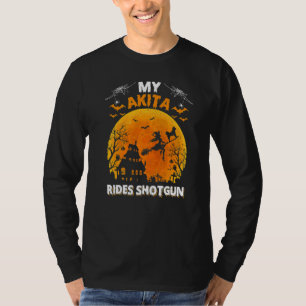 My Akita Ride Shotgun Akita Dog Halloween T-Shirt