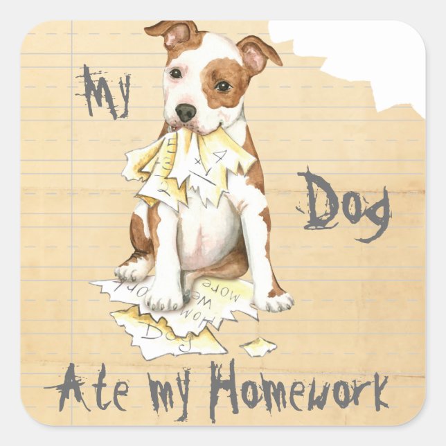 My Am Staff Ate My Homework Square Sticker (Front)