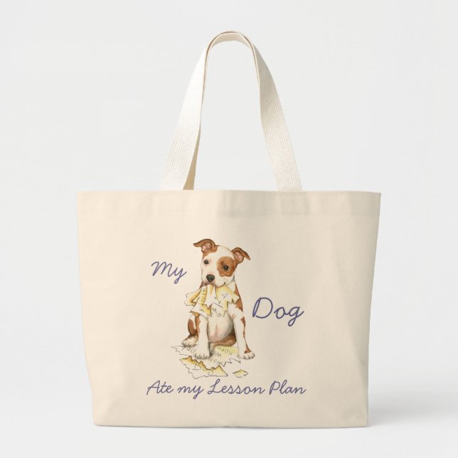 My Am Staff Ate My Lesson Plan Large Tote Bag (Front)