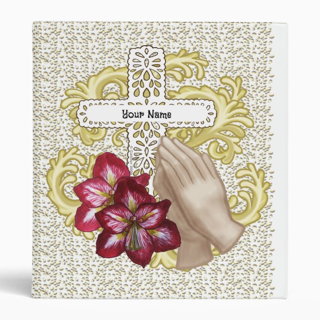 My Amaryllis Christian Cross 3 Ring Binder (Front)