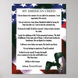 My American Creed USA Proud To Be An American Poster