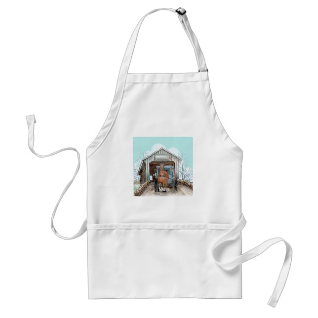 My Amish Covered Bridge Adult Apron (Front)