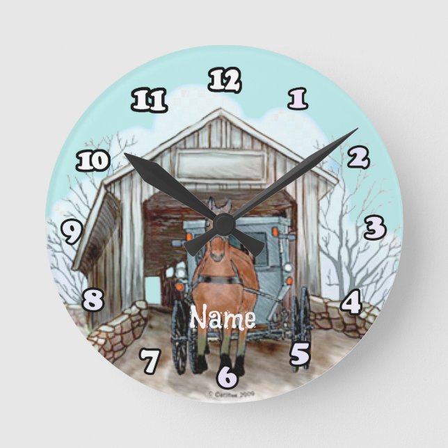 My Amish Covered Bridge Round Clock (Front)