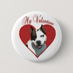 My AmStaff Valentine Pinback Button