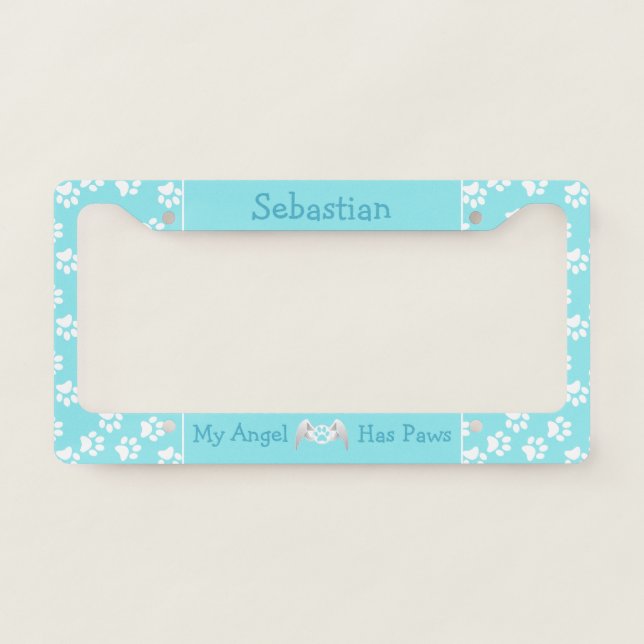 My Angel Has Paws License Plate Frame (Front)
