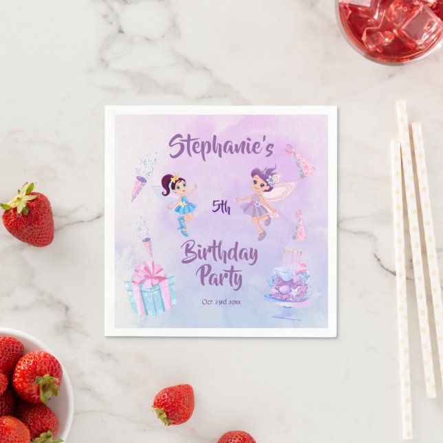 My angel is turning five:Fairytale themed birthday Napkins (Insitu)