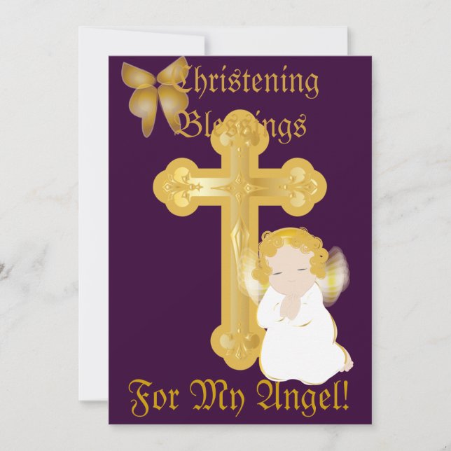 My Angel's Christening Blessings-Customize Invitation (Front)