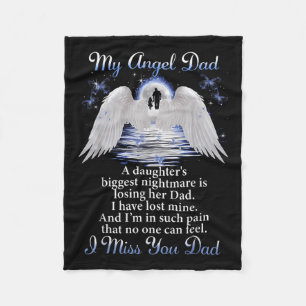 My Angle Dad I Miss You Dad Memorial Day Fathers Fleece Blanket